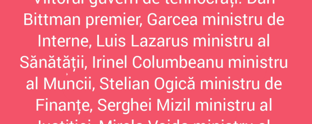 Viitorul guvern se tehnocrați