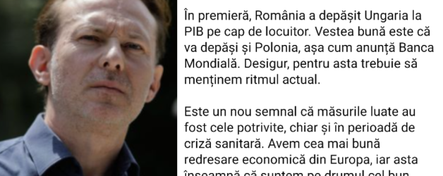 Cîțu: „Am depășit Ungaria la PIB și vom depăși și Polonia.” Iar dacă mai conducem beți, depășim și Germania