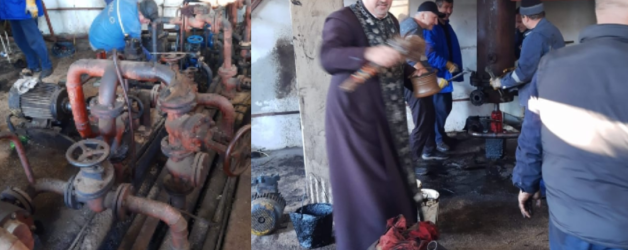 Motru, România: un preot încearcă să repare prin sfințire instalația de apă a orașului, stricată de pe 30 decembrie