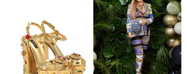 Bălăceanca Glamour Fashion: Anamaria Prodan cu pijama de la Versace și sandale din aur de la Dolce&Gabbana