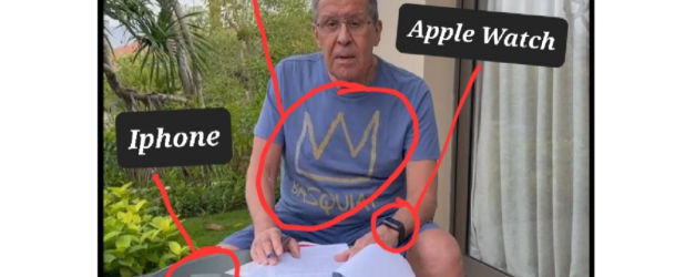 Lavrov, cu tricou, ceas și telefon americane. Pe viitor, sloganul armatei ruse ar putea fi „Davai Apple Watch, davai iPhone!”