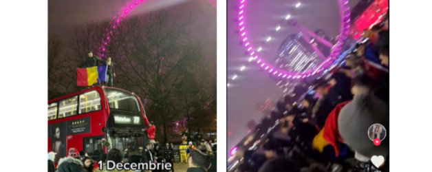 Românii din Londra au sărbătorit Ziua Națională pe manele patriotice, la London Eye, că să vadă și ochiul Londrei în ce ne adânciră barbarii de tirani