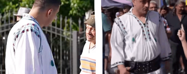 George Simion a fost confundat cu Păcală datorită portului tradițional tras peste blugii de lider de galerie, dar și datorită discursului ales, de piețar